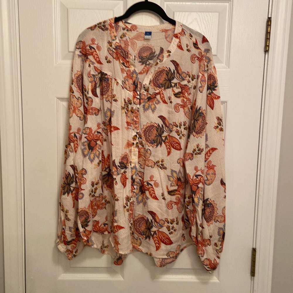 Old Navy Oversized Floral Blouse Tall Large